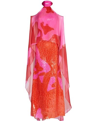 Silvia Tcherassi Lodi Layered Silk & Sequin Maxi Dress