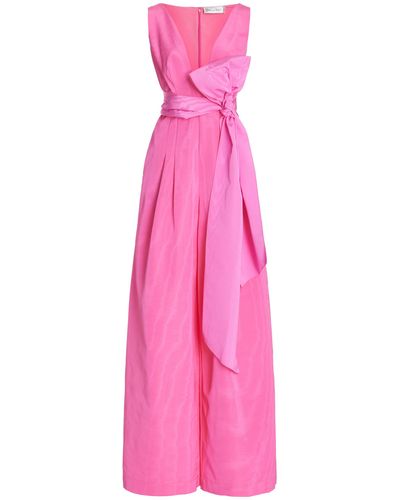 Oscar de la Renta Exclusive Sash-detailed Cotton-blend Jumpsuit - Pink