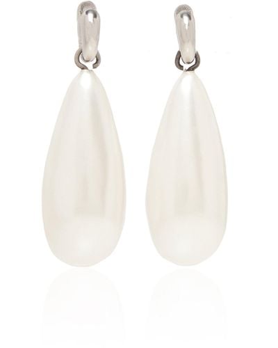 Balenciaga Pearl Earrings, - White