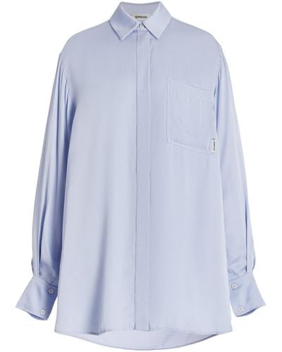 Jonathan Simkhai Oversized Crepe Shirt - Blue