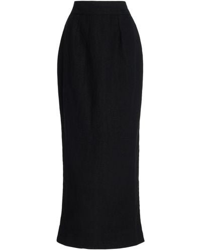 Posse Exclusive Emma Linen Maxi Skirt - Black