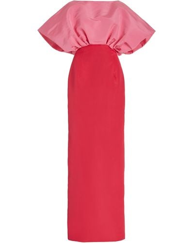 Carolina Herrera Drop Shoulder Two-toned Silk Gown - Red
