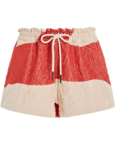 Oas Drizzle Cotton-terry Shorts - Red
