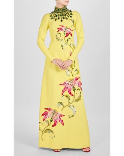 Andrew Gn Crystal-embellished Maxi Dress - Yellow