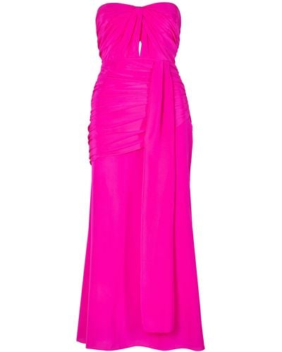 Johanna Ortiz Blush Orchard Strapless Silk Midi Dress - Pink