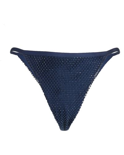 Jonathan Simkhai Moxie Crystal-mesh Bikini Bottom - Blue