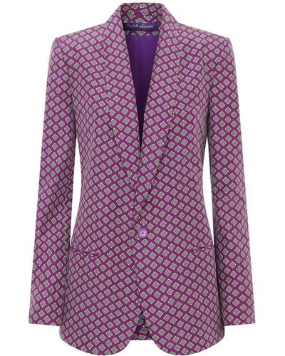 Ralph Lauren Myles Printed Silk Blazer - Purple
