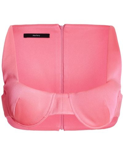 Alex Perry Exclusive Delyth Shiny Satin Crepe Cropped Top - Pink