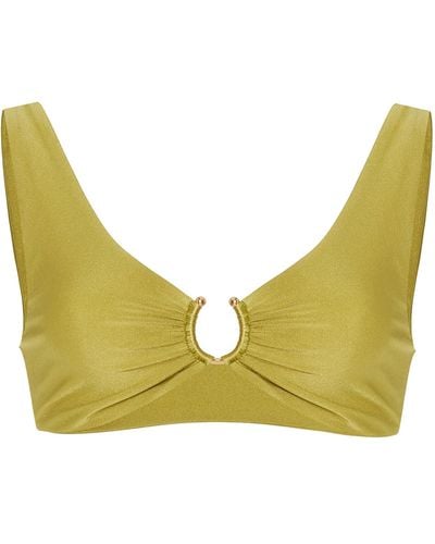 JADE Swim Reiss Ring-gathered Bikini Top - Yellow