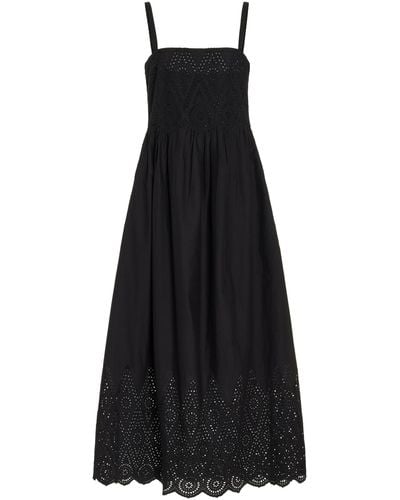 Posse Louisa Broderie Anglaise Cotton Maxi Dress - Black