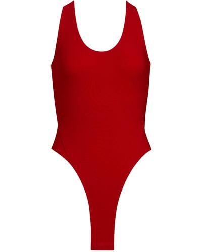 Alaïa Crossback Jersey Bodysuit - Red