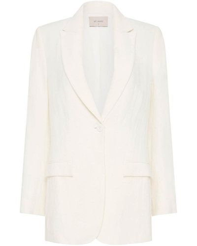 St. Agni Tailored Linen Blazer - White