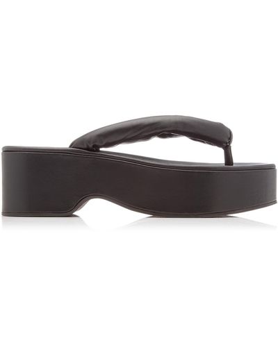 STAUD Rio Puffy Leather Platform Sandals - Black