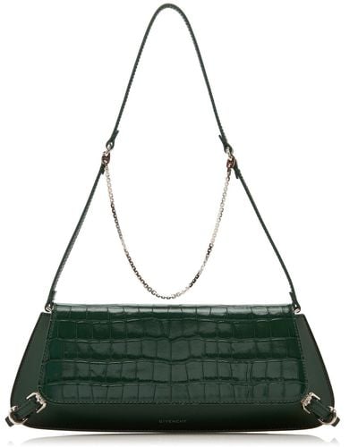 Givenchy Voyou E/w Croc-effect Leather Clutch - Green