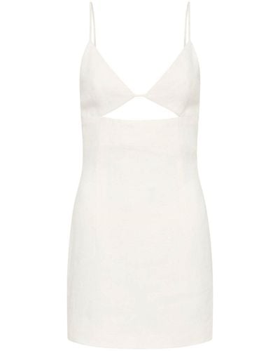 St. Agni Cutout Linen Mini Dress - White