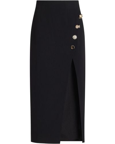 Self-Portrait Embellished Crepe Midi Skirt - Black