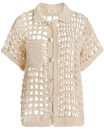 Nia Thomas Exclusive Sessa Crochet Cotton Shirt - Natural