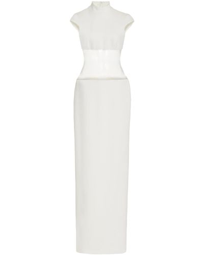 David Koma Exclusive Tulle Illusion Cady Gown - White