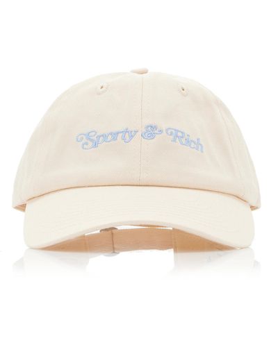 Sporty & Rich Embroidered Cotton Baseball Hat - Natural