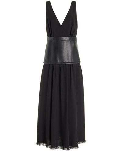 Proenza Schouler Crepe & Eco-leather Combo Maxi Dress - Black