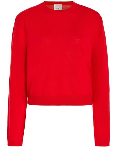 Leset James Classic Crewneck Wool Sweater - Red