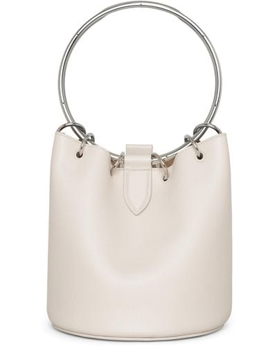 Alaïa Ring-handle Leather Bucket Bag - White