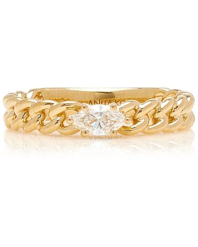 Anita Ko 18k Yellow Gold Diamond Chain Link Ring - Metallic