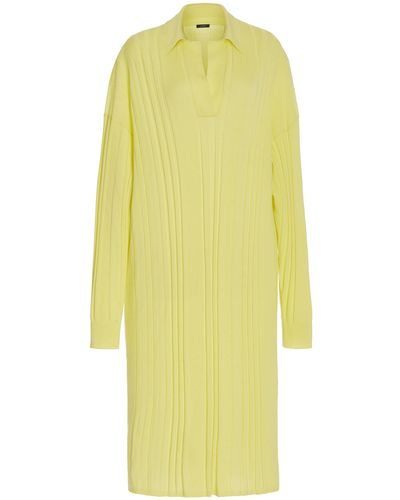JOSEPH Ribbed-knit Wool Midi Polo Dress - Yellow