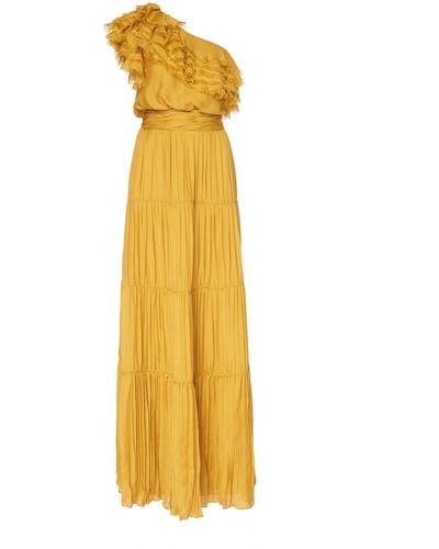 Johanna Ortiz Daydream One-shoulder Silk Gown - Yellow