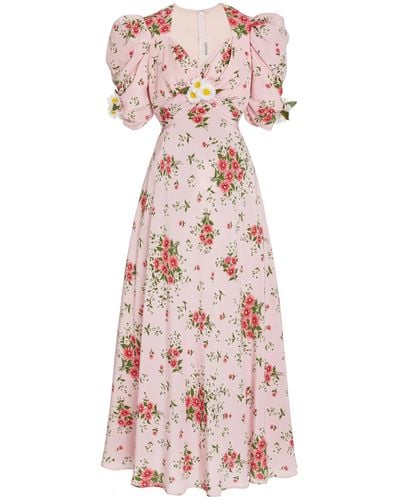 Rodarte Daisy-printed Silk Dress - Pink