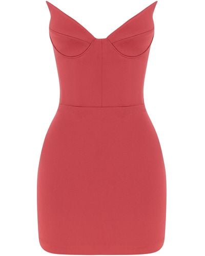 Alex Perry Sculpted Bustier Satin-crepe Mini Dress - Red