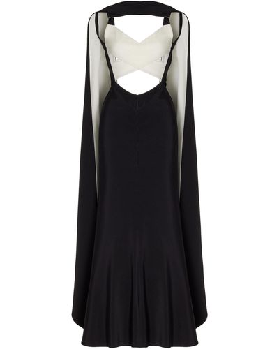 Rodarte Cape-detailed Silk Crepe Maxi Dress - Black