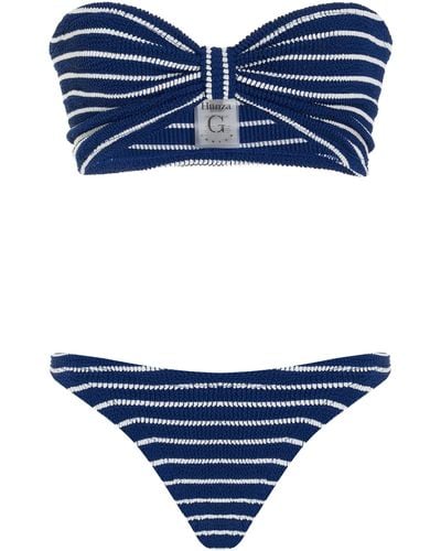 Hunza G Jean Striped Seersucker Bikini Set - Blue