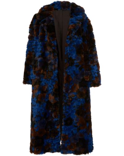 Anna Sui Bed Of Roses Faux Fur Coat - Blue