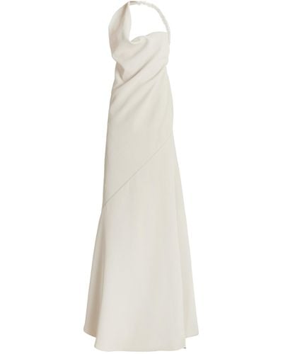 Maticevski Desires Beaded Twill Asymmetric Gown - White
