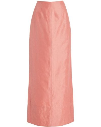 Aje. Mary Linen-blend Column Maxi Skirt - Pink