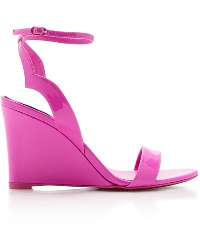 Christian Louboutin Zeppa Chick 85mm Patent Leather Wedges - Pink