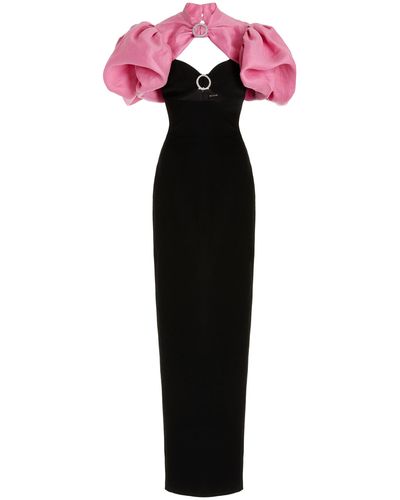 Rasario Crystal-embellished Two-tone Crepe Gown - Black