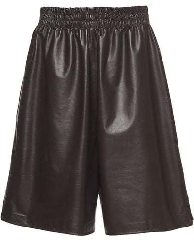 Bottega Veneta Long Leather Shorts - Brown