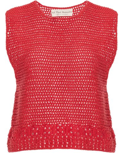 All That Remains Grace Crocheted Cotton Top - Red