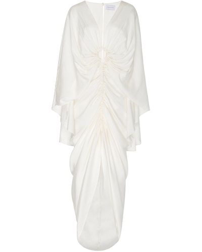 Significant Other Hamilton Ruched Cutout Cupro Midi Dress - White