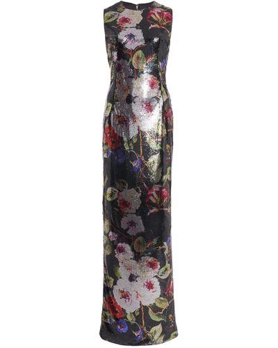 Dolce & Gabbana Sequined Floral Maxi Dress - White