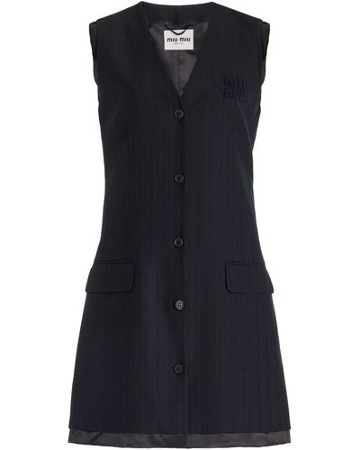 Miu Miu Tailored Wool Mini Dress - Black