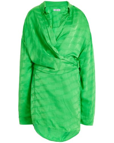 Balenciaga Logo-jacquard Mini Wrap Dress - Green
