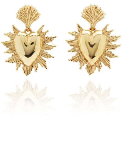 Oscar de la Renta Sacred Heart Gold-tone Earrings - Metallic