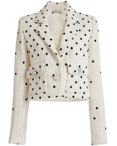 Elie Saab Dotted Tweed Blazer - White