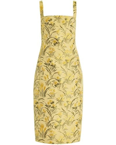 Cara Cara Carlie Floral Jacquard Midi Dress - Yellow