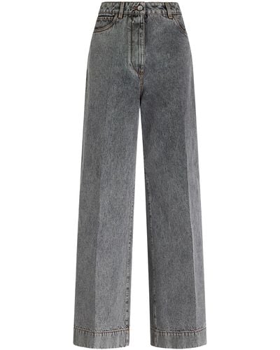 Etro Embroidered Wide-leg Jeans - Grey