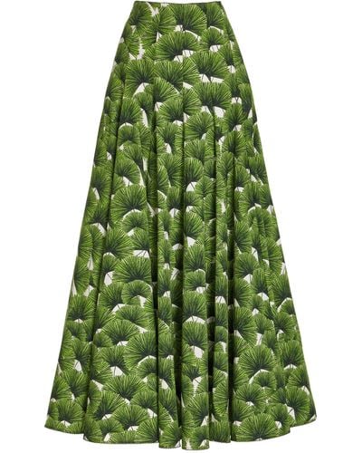 Agua Bendita Mimosa Printed Cotton Maxi Skirt - Green