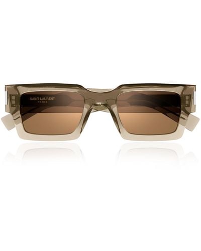 Saint Laurent Square-frame Acetate Sunglasses - Natural